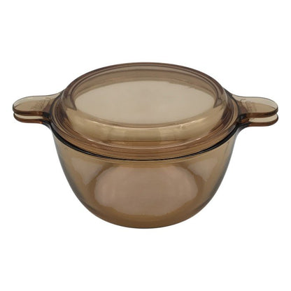 VISION 耐熱ガラス 18cm 両手鍋 フライパン セット 蓋付き パイレックス パイロセラム 直火/レンジ 中古 T1