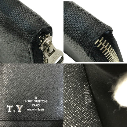 LOUIS VUITTON ルイヴィトン ダミエ グラフィット ジッピーウォレット・ヴェルティカル 長財布 メンズ ラウンドファスナー ジップ グレー N63095 中古 T1