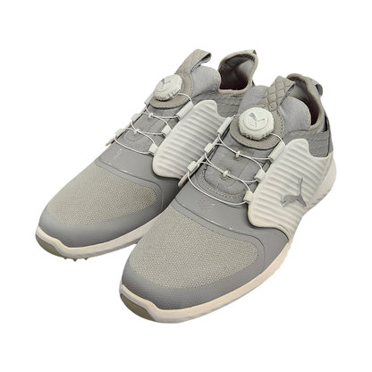 puma プーマ イグナイト パワーアダプト ケージド ディスク ゴルフシューズ メンズ 紐なし ニットメッシュ 撥水 グレー/ホワイト 26.5cm 192236 中古 T1