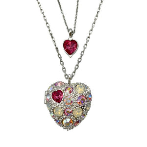 スワロフスキー ハート ロケット ネックレス 884641 SWAROVSKI 2連 かわいい アクセサリー レディース 中古 W４