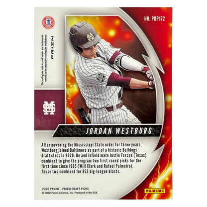 PANINI MLBカード PRIZM DRAFT PICKS JORDAN WESTBURG MISSISSIPPI STATE UNIVERSITY #PDP172 中古 IT2