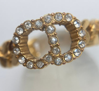 Christian Dior ディオール CDロゴ ラインストーン リング 中古 D4