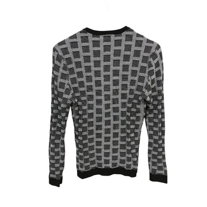 EMPORIO ARMAN エンポリオアルマーニ ニットトップス ブラック/ホワイト格子 中古 M1
