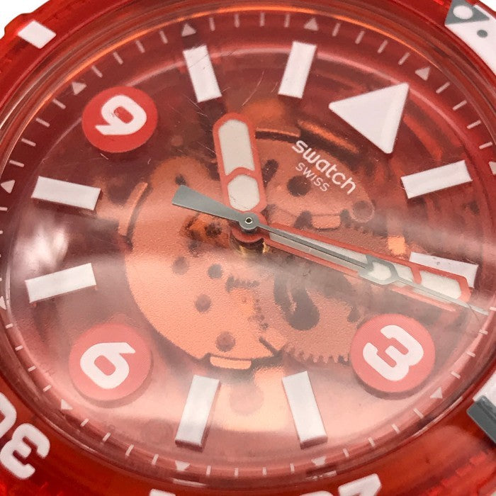 Swatch スウォッチ SCUBAQUA スウォッチ 腕時計 メンズ アナログ クォーツ ラウンド 透明 レッド/ホワイト SSCU09R100 中古 T1