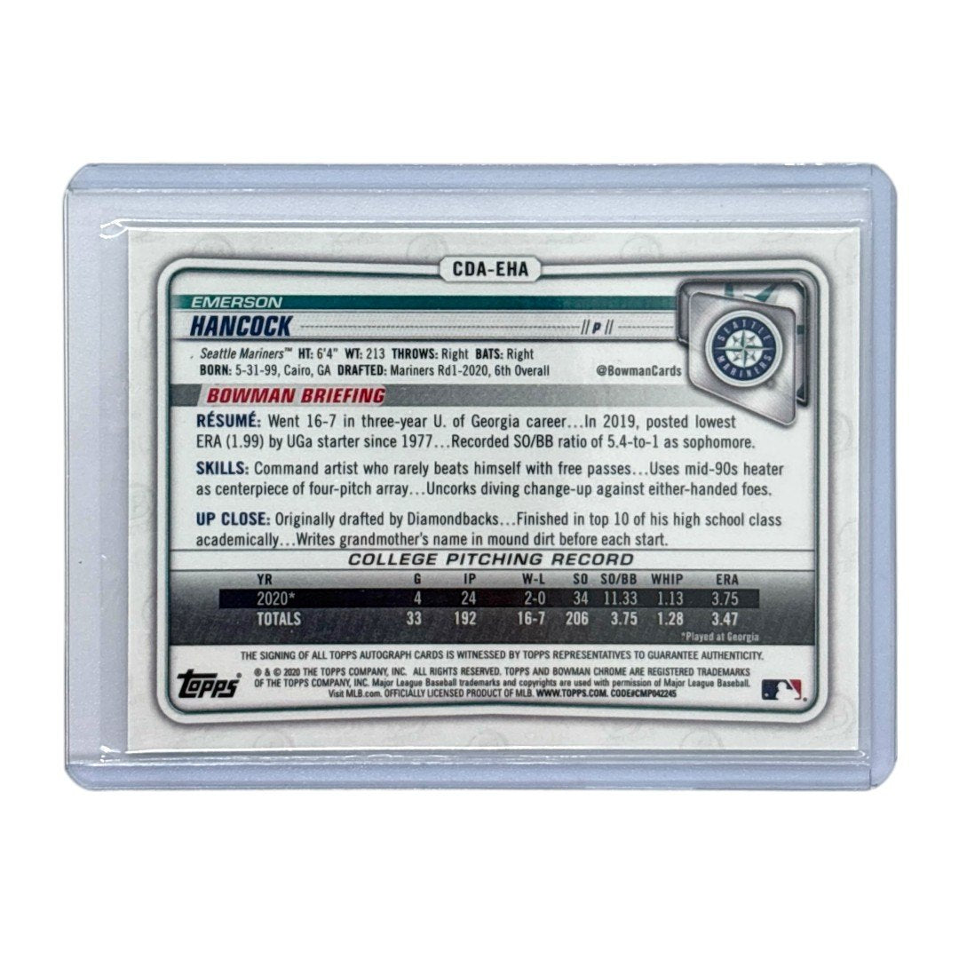 TOPPS MLBカード BOWMAN CHROME 1ST EMERSON HANCOCK SEATTLE MARINERS #CDA-EHA 中古 IT1