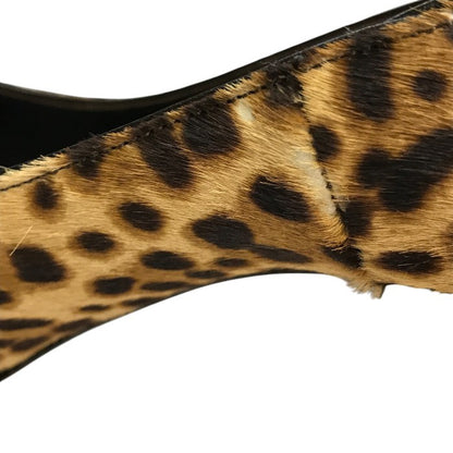 FENDI フェンディ パンプス レディース レオパード ハラコ オープントゥ ハイヒール ピンヒール 37.5 ブラウン 中古 T1