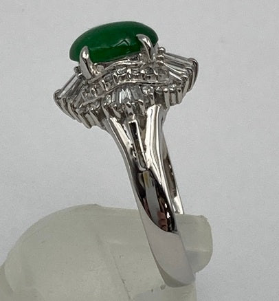Pt900 ヒスイ(翡翠) ダイヤ0.43ct リング 12号 中古 D4