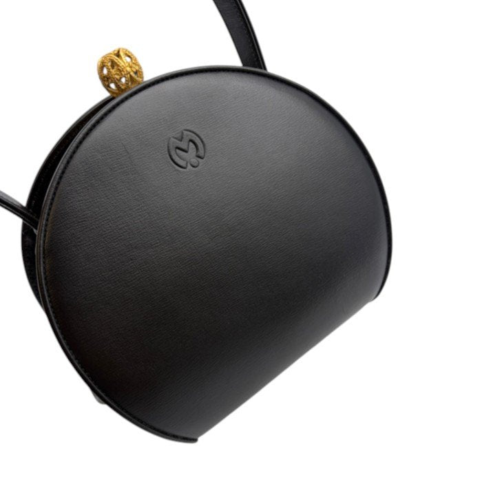 mila schon ミラショーン がま口 ハンドバッグ 鞄 レザー 小さめ フォーマル ブラック 中古 W1