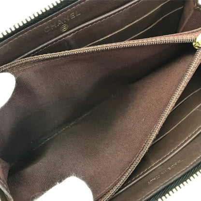 CHANEL シャネル マトラッセ 長財布 レディース ラウンドジップ ファスナー ココマーク キルティング ダイヤモンドステッチ ブラック 中古 T1