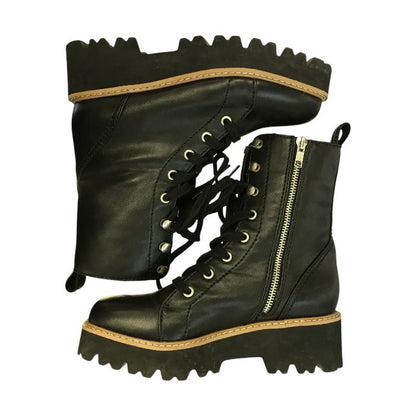 Mazell マゼル バンヤードストーム ブーツ レディース レースアップ 厚底 ミドル丈 サイドジップ ブラック 36 中古 T1