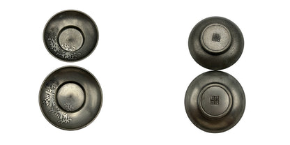 錫 茶台 松竹梅菊蘭 10客セット 茶托 和食器 中古 W４