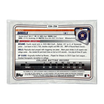 TOPPS MLBカード BOWMAN CHROME 1ST ZACH DANIELS HOUSTON ASTROS #CDA-ZDA 中古 IT1