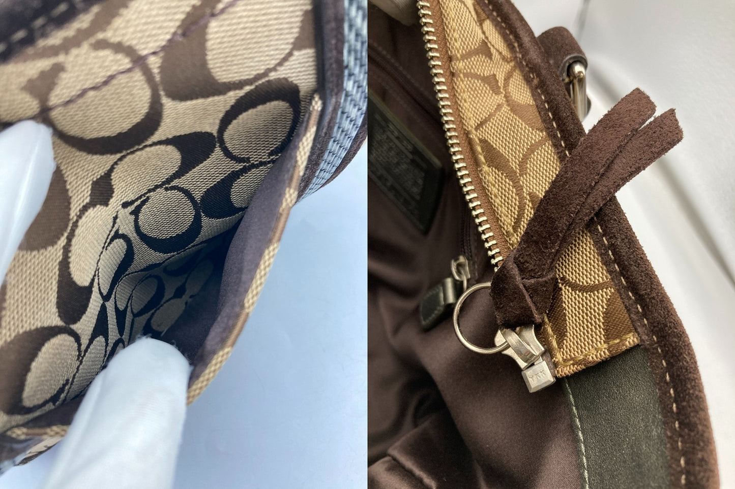 COACH コーチ シグネチャー ビーデッド トートバッグ 8K52 中古 D4