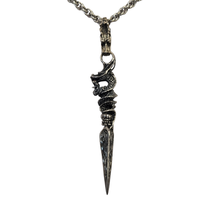 ZOCALO ソカロ ドラゴン ダガー ネックレス メンズ シルバー DARAGON DAGGER ペンダント 龍 ツイスト ロープチェーン シルバー 中古 T1