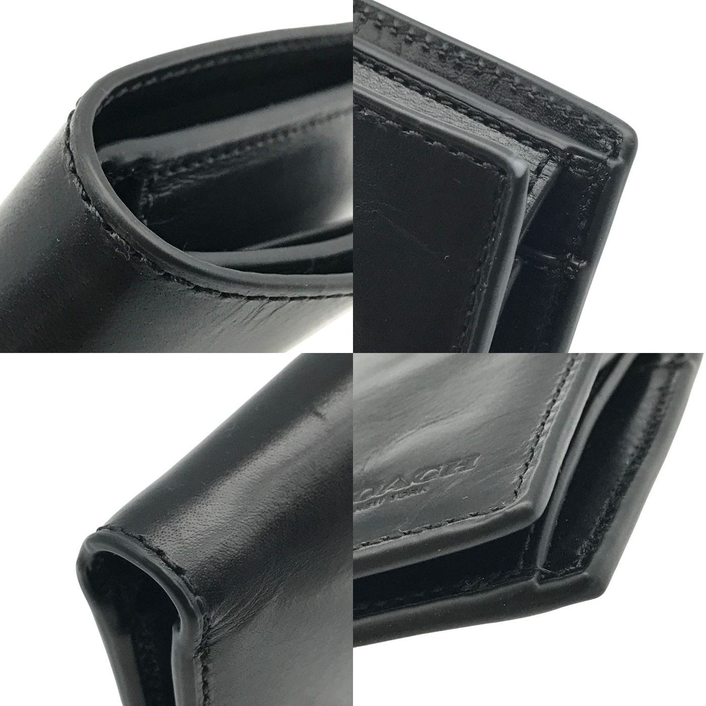 COACH コーチ コインウォレット 財布 メンズ 二つ折り レザー シンプル 無地 ブラック 79158 中古 T1