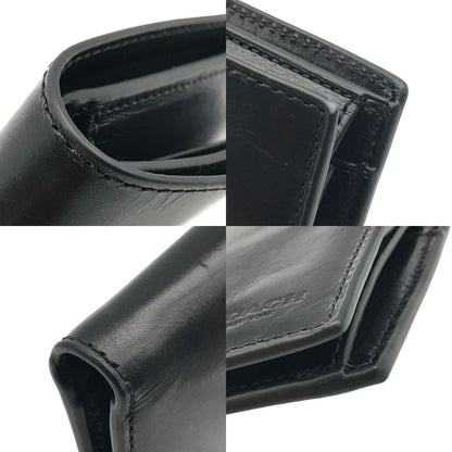 COACH コーチ コインウォレット 財布 メンズ 二つ折り レザー シンプル 無地 ブラック 79158 中古 T1