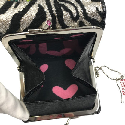 Think Bee シンクビー 三つ折り財布 レディース ハート がま口 ゼブラ柄 中古 KW1