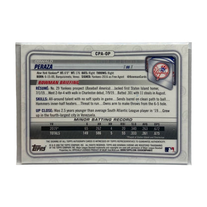 TOPPS MLBカード BOWMAN CHROME 1ST OSWALD PERAZA YANKEES #CPA-OP 中古 IT2