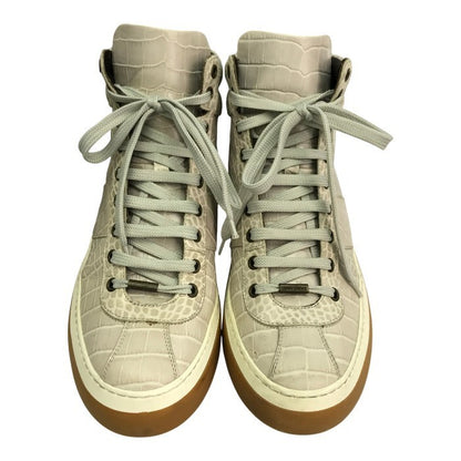 JIMMY CHOO ジミーチュウ スニーカー メンズ ハイカット クロコ型押し レザー ロゴソール ホワイト系 43サイズ 中古 T1