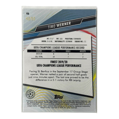 TOPPS サッカーカード FINEST TIMO WERNER CHELSEA 45/50 #46 中古 IT1