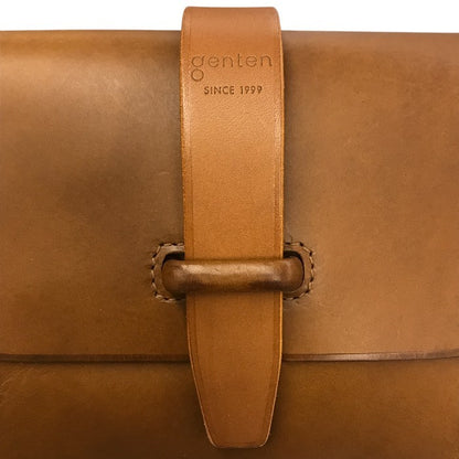 genten ゲンテン ヌオーバ ショルダーバッグ ユニセックス レザー サドルベルト コンパクト 横型 斜め掛け ブラウン 中古 T1