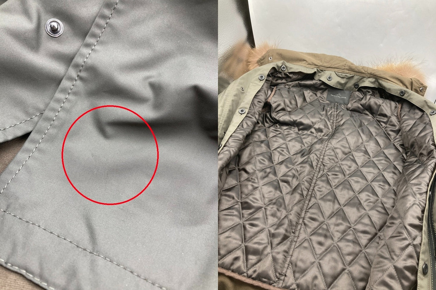 MEN’S MELROSE メンズメルローズ ライナー付 モッズコート カーキ サイズ3 メンズ 中古 D4