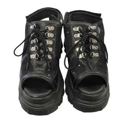 HARE サンダル レディース 夏 レザー ラメ メッシュ ブラック Lサイズ 中古 M1