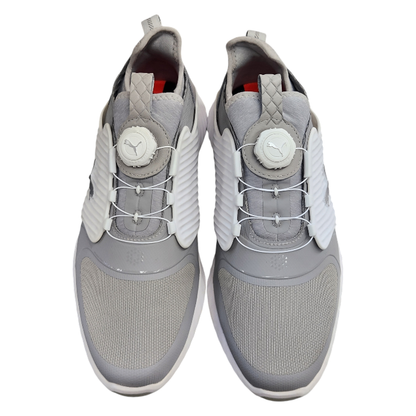 puma プーマ イグナイト パワーアダプト ケージド ディスク ゴルフシューズ メンズ 紐なし ニットメッシュ 撥水 グレー/ホワイト 26.5cm 192236 中古 T1