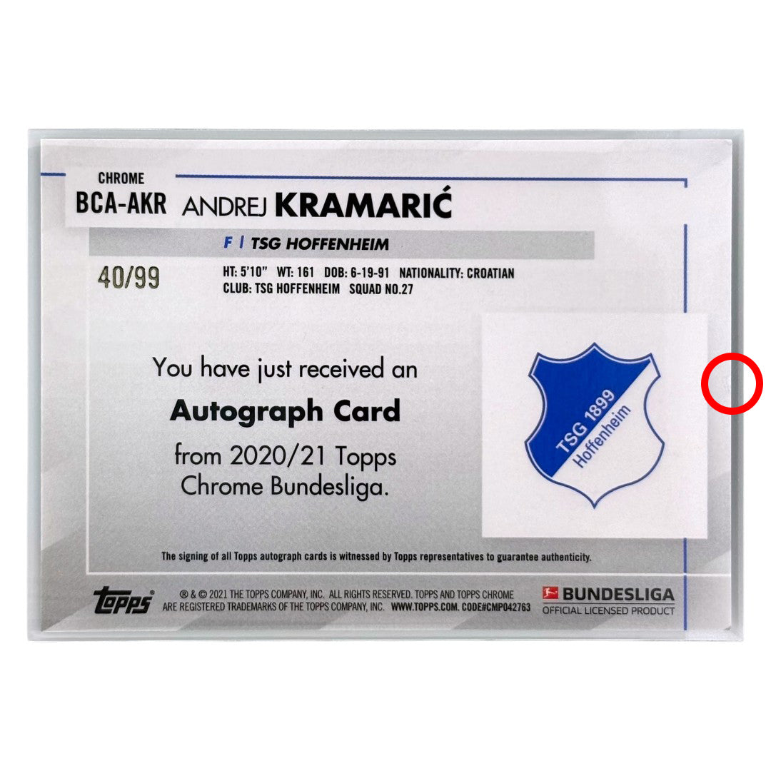 TOPPS サッカーカード CHROME ANDREJ KRAMARIC HOFFENHEIM /99 #BCA-AKR 中古 IT1