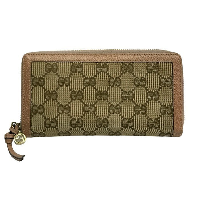 GUCCI グッチ GGキャンバス 長財布 レディース レザー ラウンドファスナー ジップ 小銭入れ付き ピンク/ベージュ 323397 中古 T1