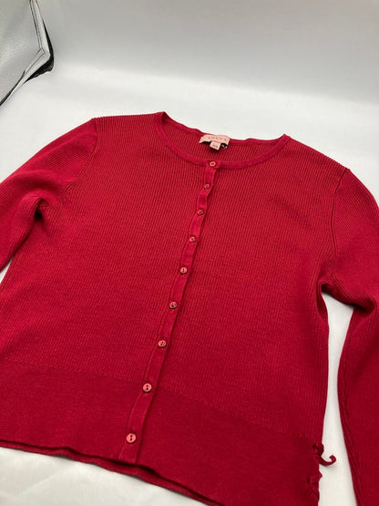 TOCCA トッカ シルク混 カーディガン サイドリボン 401587 サイズXS ボルドー 中古 D4