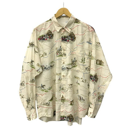 Papas パパス シャツ メンズ 柄シャツ 長袖 ベージュ 48 Mサイズ 中古 N1