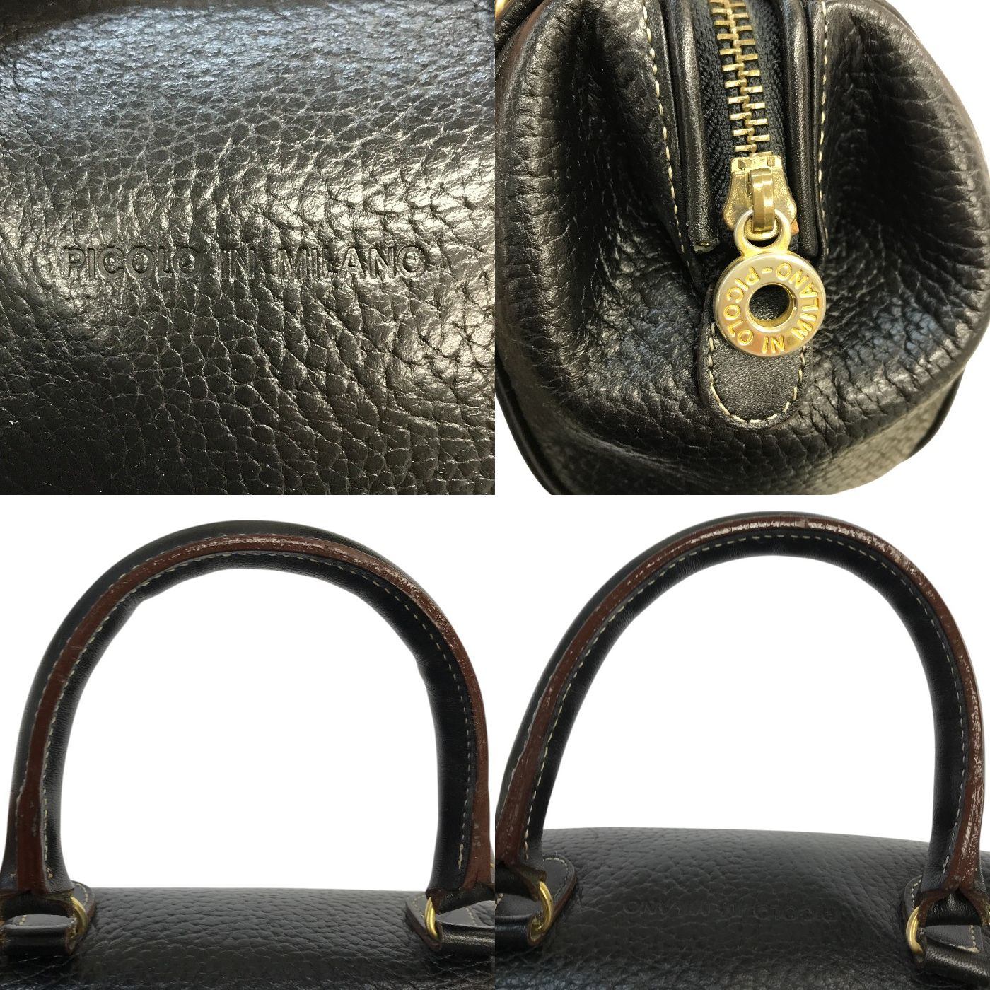 PELLE BORSA ペレボルサ PICOLO IN MILANO ボストンバッグ レディース レザー ミニサイズ ショルダーバッグ ブラック 中古 T1