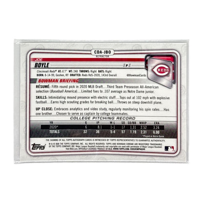 TOPPS MLBカード BOWMAN CHROME 1ST JOE BOYLE CINCINNATI REDS /499 #CDA-JBO 中古 IT1