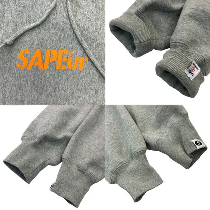 SAPEur サプール パーカー メンズ コットン スウェット 浜田雅功 浜ちゃん フーディ 裏起毛 バックプリント グレー XLサイズ 中古 T1