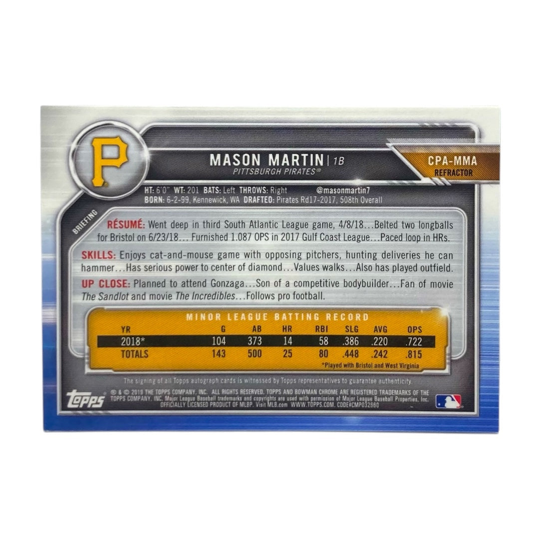 TOPPS MLBカード BOWMAN CHROME 1ST MASON MARTIN PITTSBURGH PIRATES /499 #CPA-MMA 中古 IT2