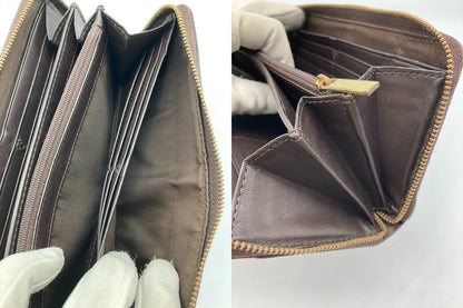 COACH コーチ 型押しレザー シグネチャー ラウントファスナー 長財布 中古 D4