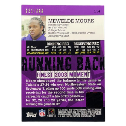 TOPPS NFLカード FINEST MEWELDE MOORE MINNESOTA VIKINGS /999 #114 中古 IT2