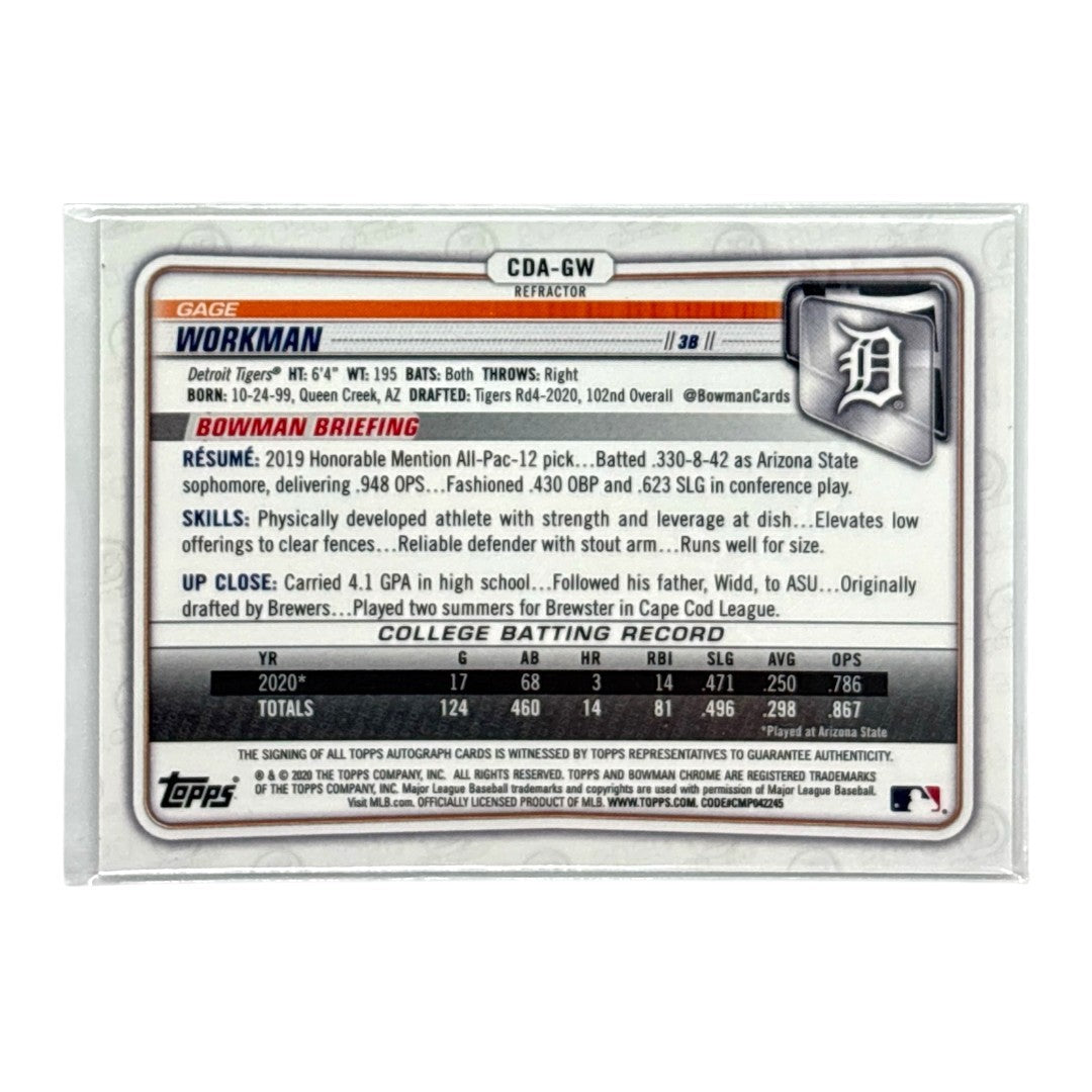 TOPPS MLBカード BOWMAN CHROME 1ST GAGE WORKMAN DETROIT TIGERS /499 #CDA-GW 中古 IT1