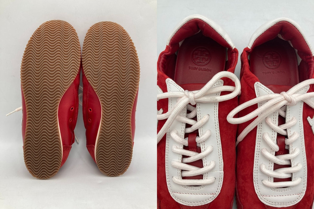 TORY BURCH トリーバーチ スウェード レザー スニーカー 76916 サイズUS7.5 レディース 中古 D4