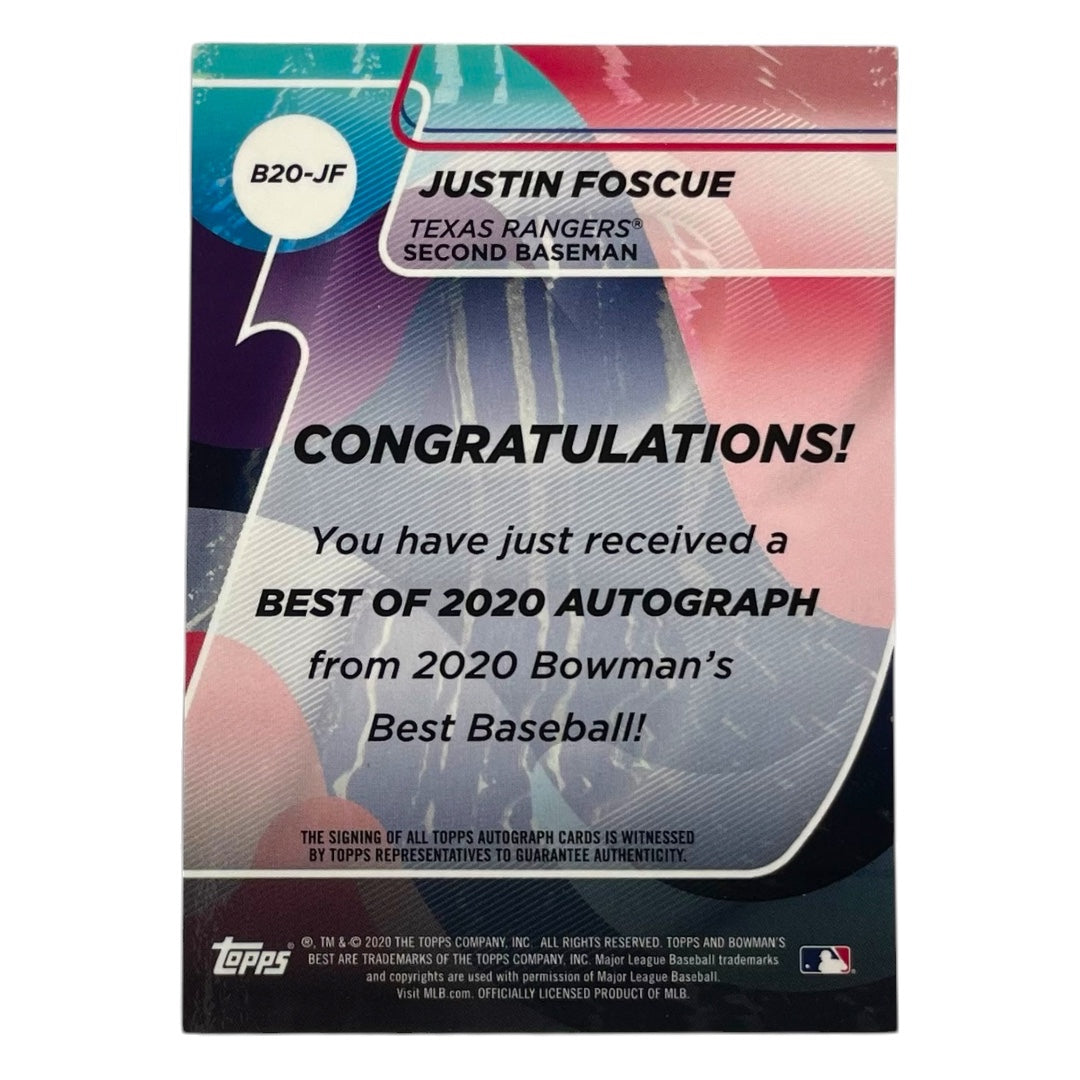 TOPPS MLBカード BOWMAN'S BEST JUSTIN FOSCUE TEXAS RANGERS #B20-JF 中古 IT2
