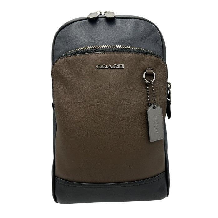 COACH コーチ ショルダーバッグ 6771 ネイビー ブラウン 鞄 ブランド メンズ ボディバッグ 中古 W４