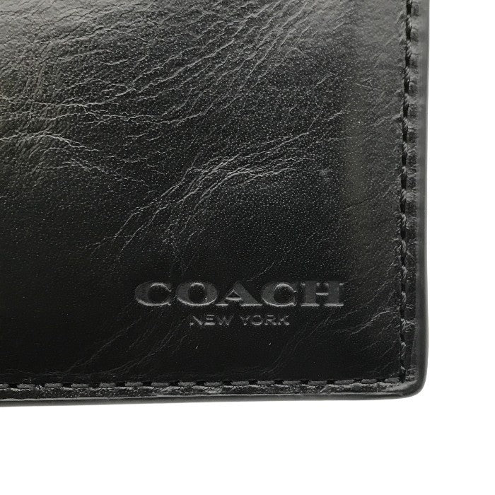 COACH コーチ コインウォレット 財布 メンズ 二つ折り レザー シンプル 無地 ブラック 79158 中古 T1