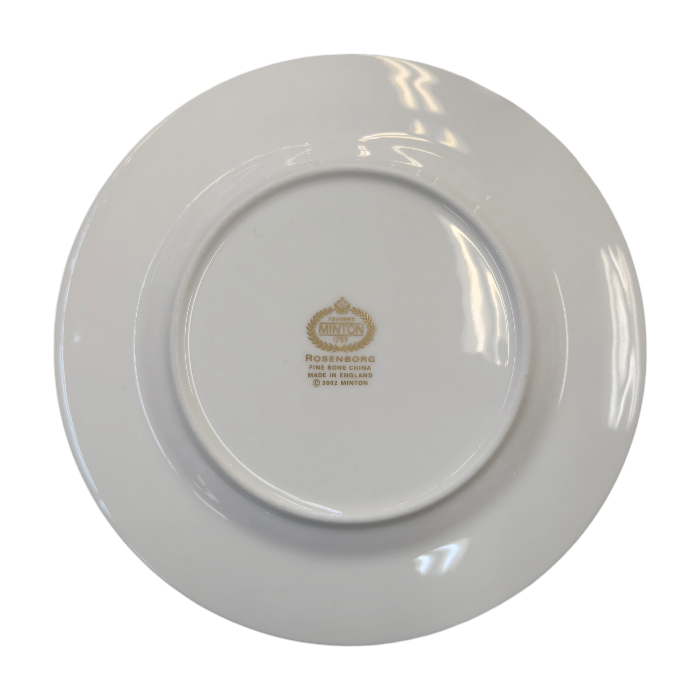 MINTON ミントン ROSENBORG ローゼンブルグ プレート 2枚セット 16.5cm ペア 陶磁器 金彩 花 ボタニカル ホワイト/ブラック/ゴールド ROSENB6P 中古 T1