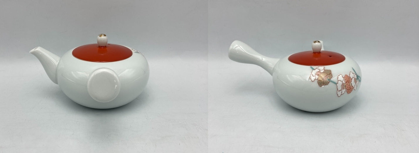 深川製磁 紅白花結び 急須茶器 中古 D4