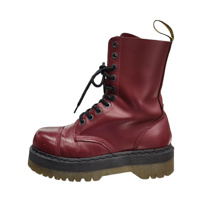Dr.Martens ドクターマーチン Crazy Bomb ブーツ レディース レザー 10ホール ダブルソール 厚底 レースアップ チェリーレッド UK6(25cm) 中古 T1