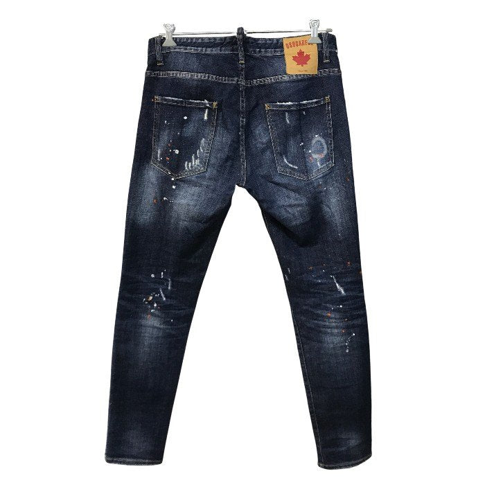 DSQUARED2 ディースクエアード デニム パンツ メンズ ジーンズ ボタンフライ ダメージ加工 インディゴ 50サイズ S71LB0004 S30342 中古 T1