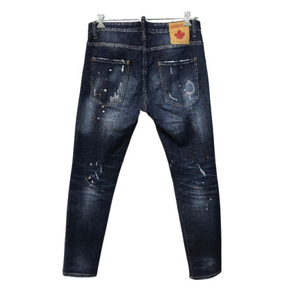 DSQUARED2 ディースクエアード デニム パンツ メンズ ジーンズ ボタンフライ ダメージ加工 インディゴ 50サイズ S71LB0004 S30342 中古 T1