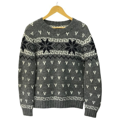 MONCLER モンクレール MAGLIONE TRICOT GIROCOLLO セーター メンズ ウール 厚手ニット ノルディック柄 雪の結晶 グレー Lサイズ 020919035901 中古 T1