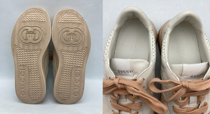 GUCCI グッチ GGエンボス レースアップ スニーカー ホワイト/ピンク 684911 サイズ37 レディース 中古 D4